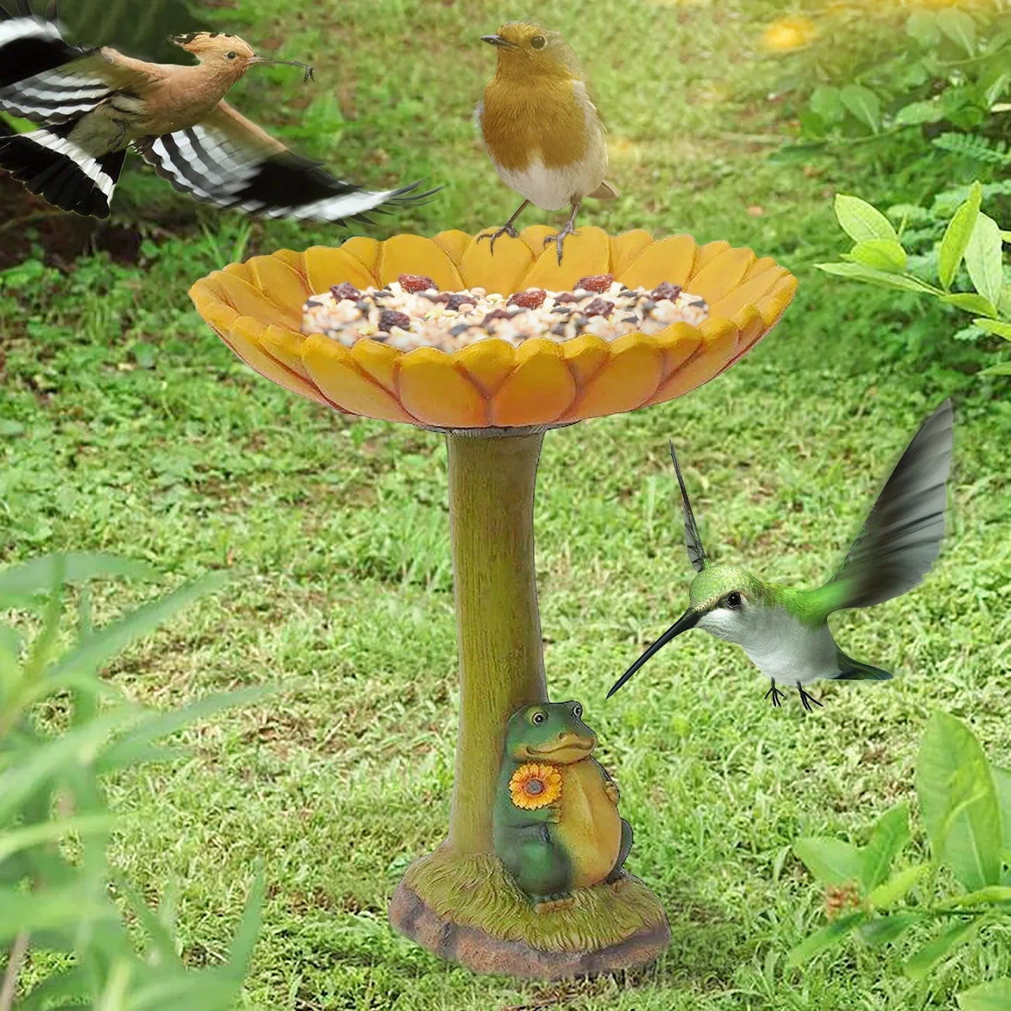 Clearance!  Bird Bath Bowl for Garden, Yard and Patio Decor, Multi-Purpose Bird Baths Tray Outdoors Standing Handmade Resin Wild Bird Feeders Resin Animal Ornaments