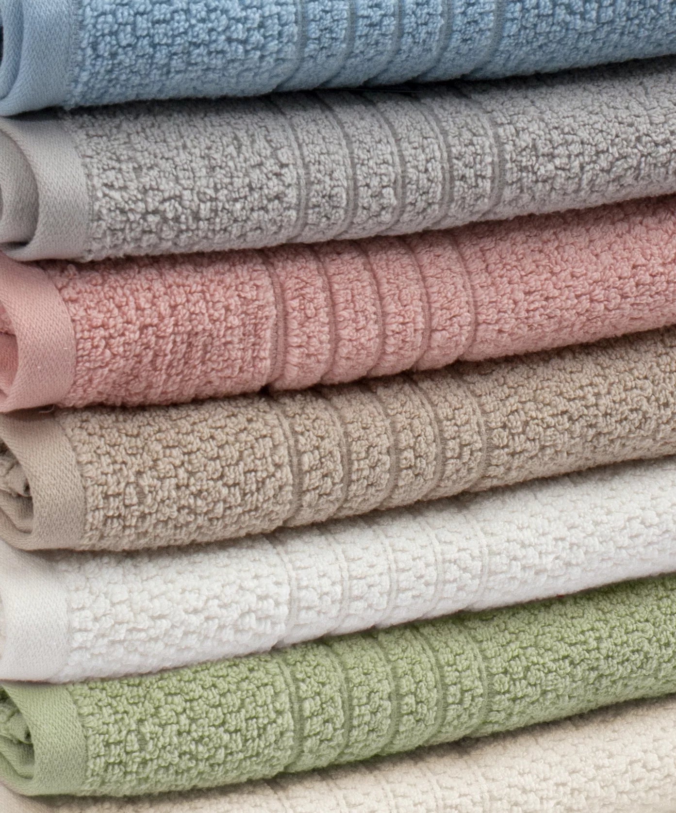 Pastel Textured 6-Piece 100% Cotton Bath Towel Set, Coral