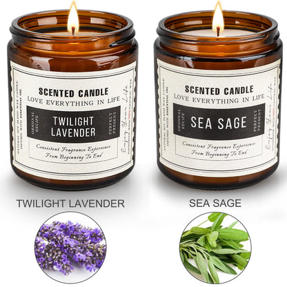 2 Pack Candles for Home Scented, 14.2 Oz Sage & Lavender Scented Candles, Candles Gifts for Women, Large Candles Set Gifts for Mothers Day, Birthday, Christmas, Thanksgiving Day, Anniversary