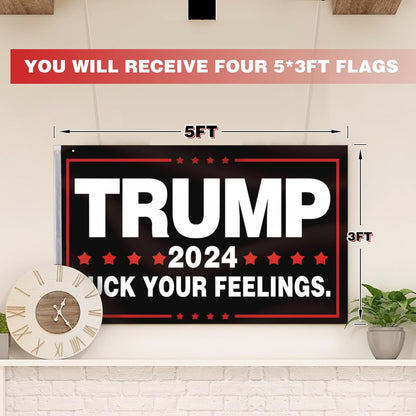 Trump 2024 Flag Fuck Biden Flag 3X5 Ft Take America Back Flag Fuck Your Feelings Flag America Back Flag Double Stitch around the Edge with Two Brass Buttonholes 4 Patterns (Trump 4 Patterns)