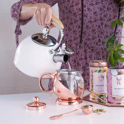 Pinky up Presley Pistachio 70 Oz. Tea Kettle, Stovetop Induction Stainless Steel Whistling Kettle